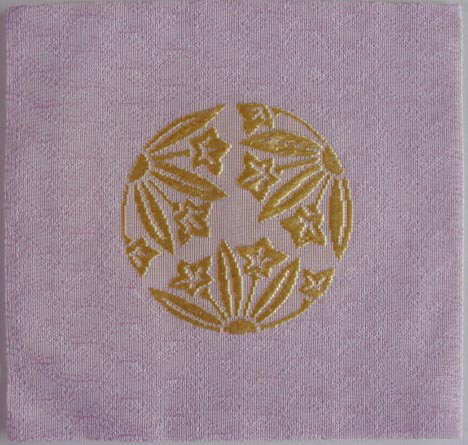 古帛紗紫分銅襷文紗地龍胆の丸文生二陪織物